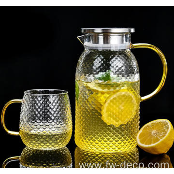 embossed glass jug water coffee juice pitcher set